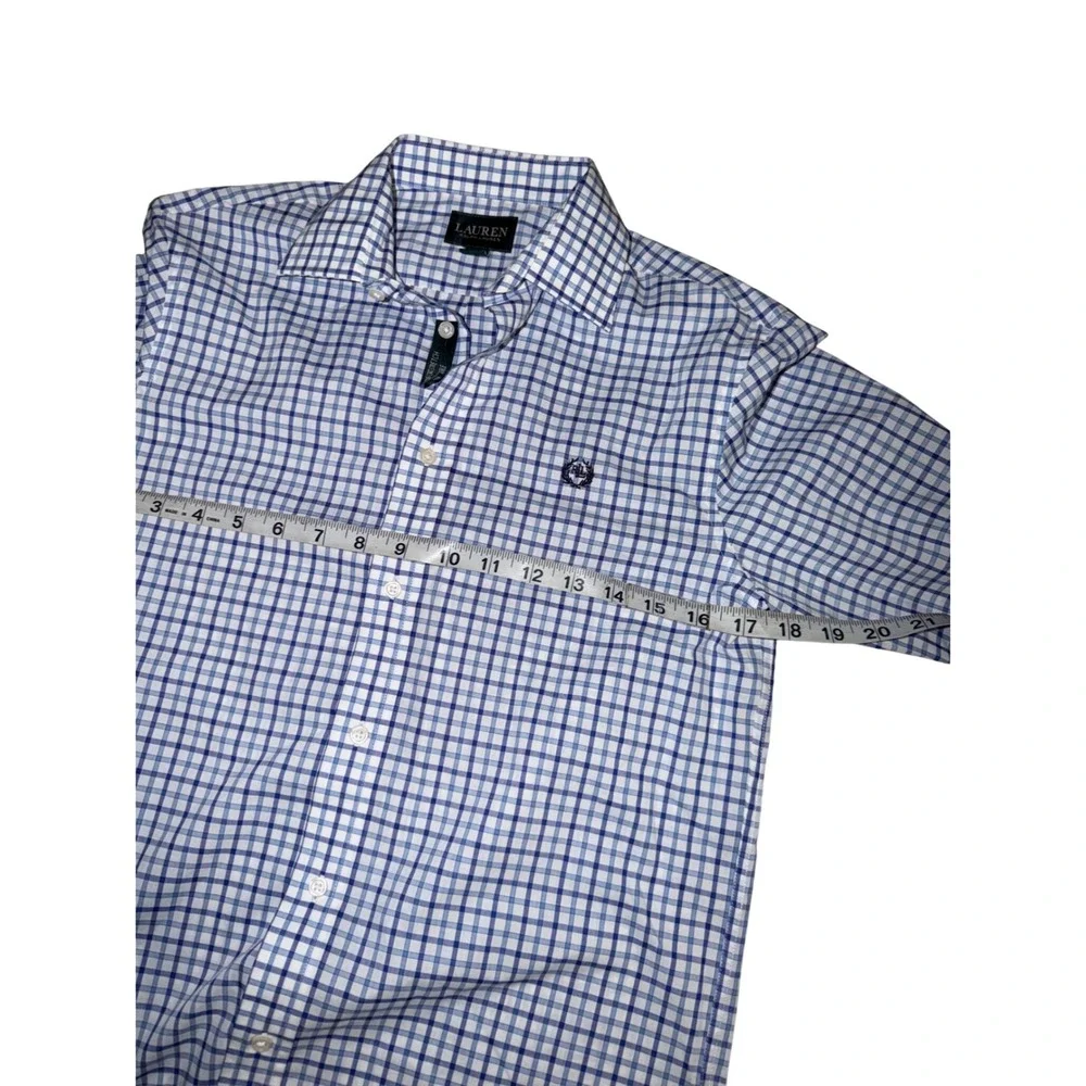 948. Ralph Lauren Big Kids Size 16R Navy Blue Checkered Button-Up Shirt